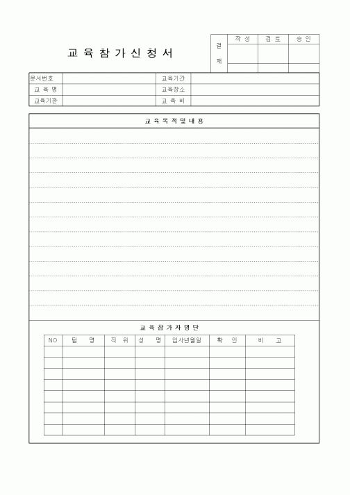 (인사/노무)교육참가신청서