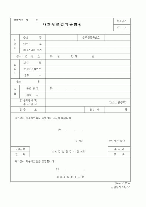 (민사소송)사건처분결과증명원