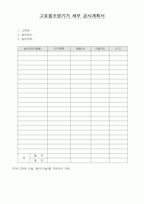 (기타건설)고효율조명기기 세부 공사계획서