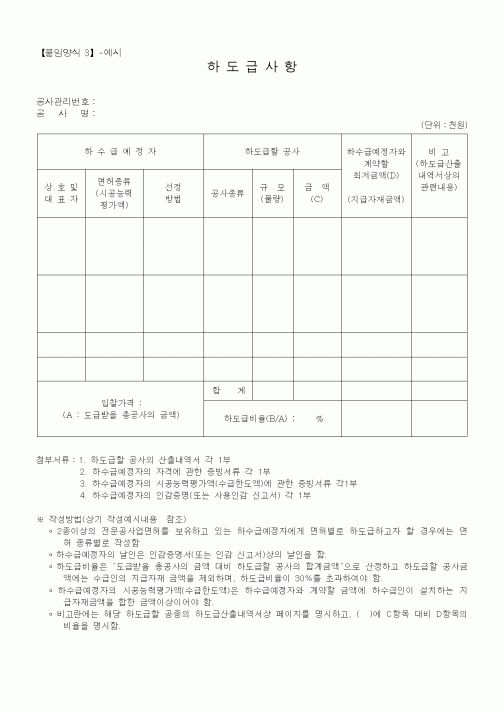 (하도급관리)하도급사항1