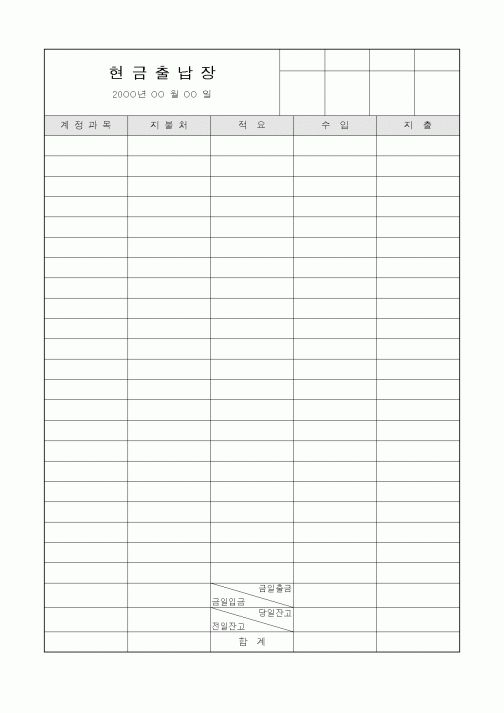(세무/회계)현금출납장2