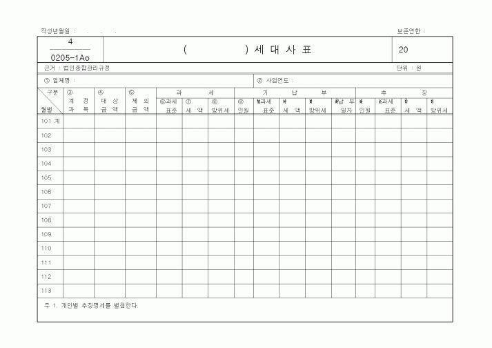 (세무/회계)()세대사표1