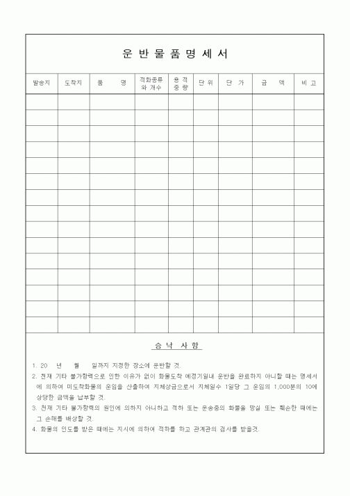(구매/외주서식)운반물품명세서1