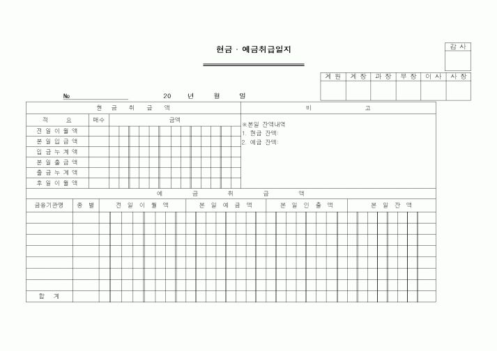 (세무/회계)현금.예금취급일지
