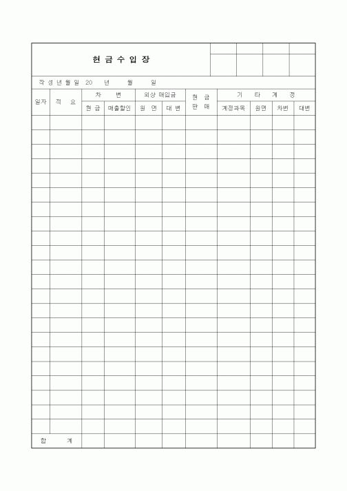 (세무/회계)현금수입장2