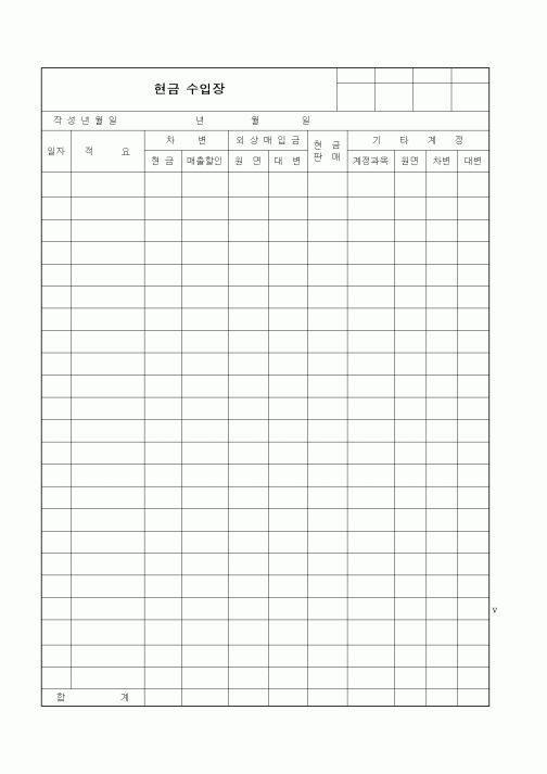 (세무/회계)현금 수입장3