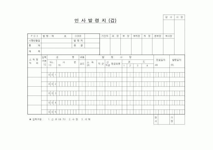 (인사/노무)인사발령지(갑)1