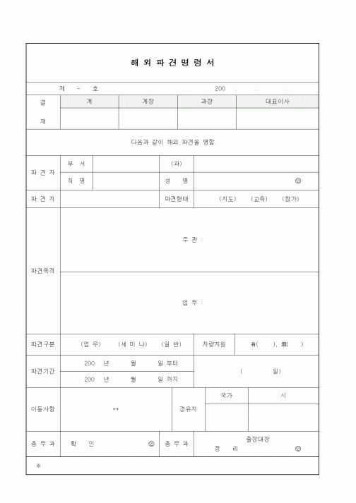 (인사/노무)해외파견명령서2