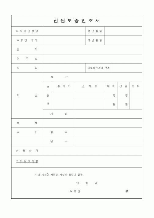 (인사/노무)신원보증인조서2