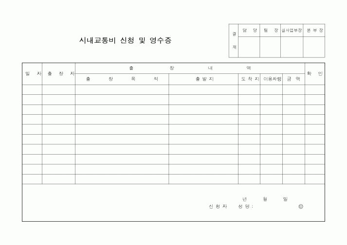 (총무)시내교통비 신청 및 영수증