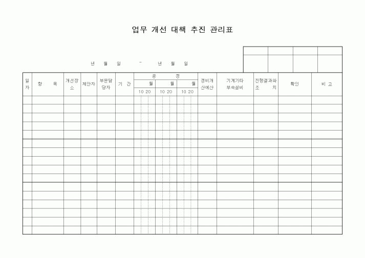 (경영)업무개선대책추진관리표