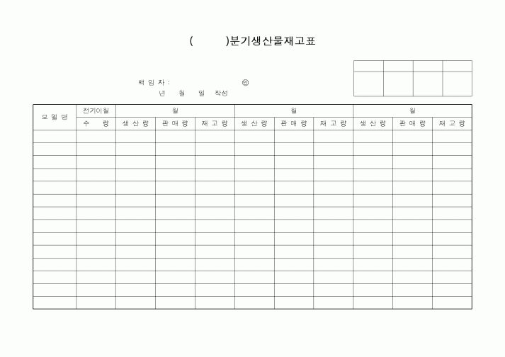 (제조/생산)()분기생산물재고표1