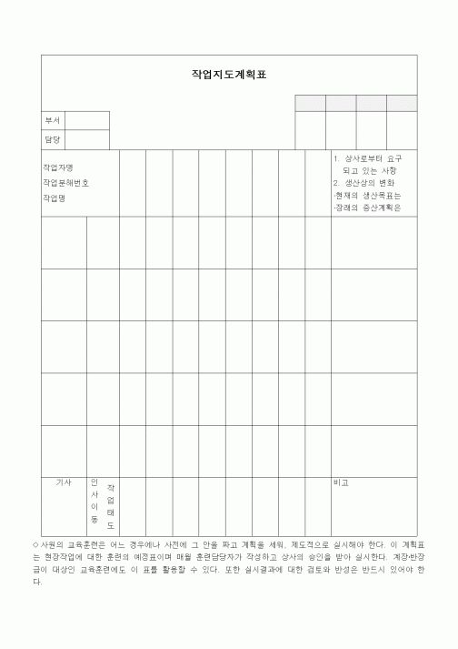 (인사/노무)작업지도계획표2