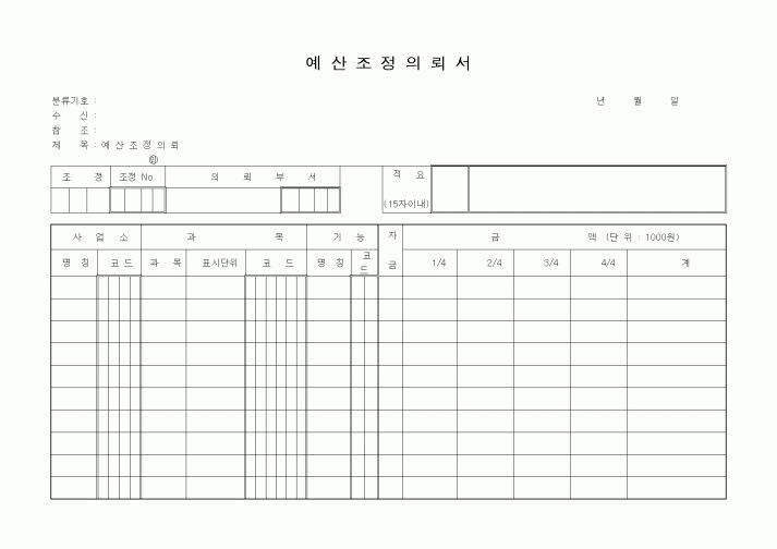 (경영)예산조정의뢰서1