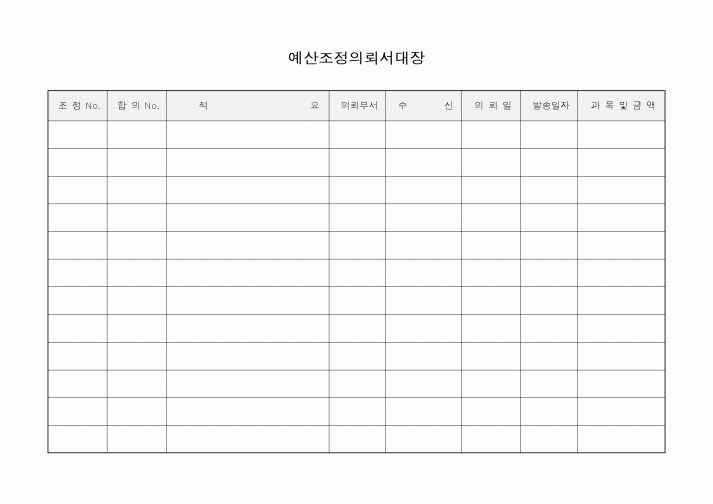 (경영)예산조정의뢰서대장1