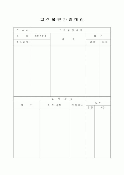 (판매/영업)고객불만관리대장1