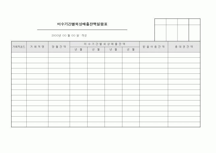 (세무/회계)미수기간별외상매출잔액일람표1