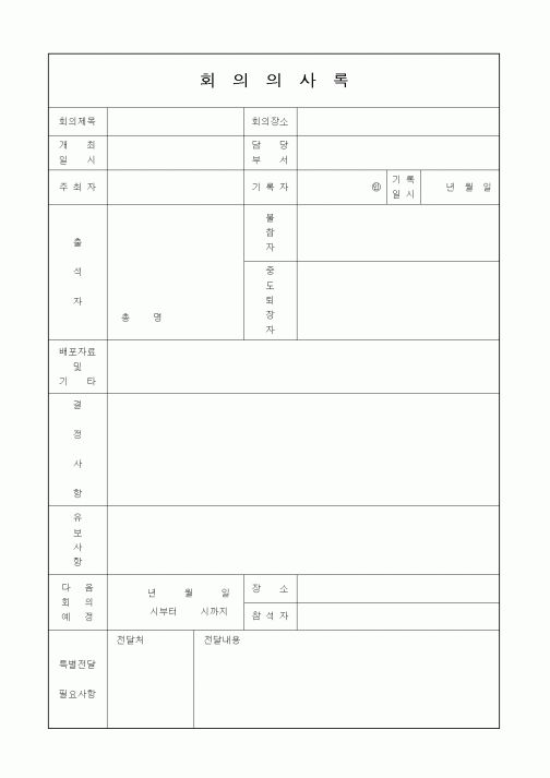 (경영)회의의사록