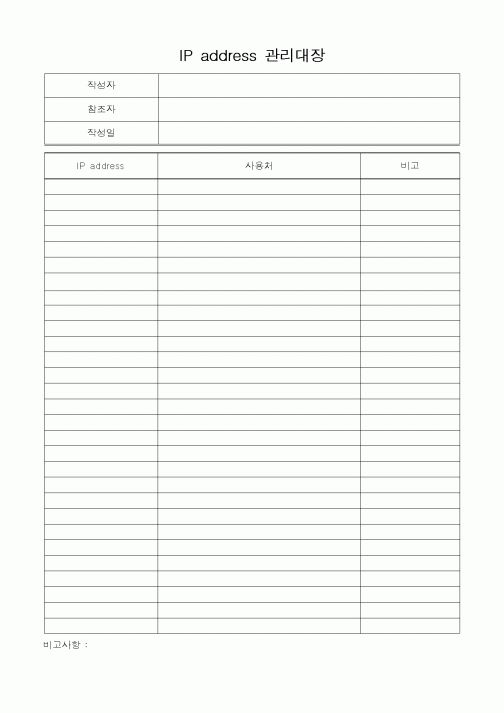 (총무)IP address 관리대장1