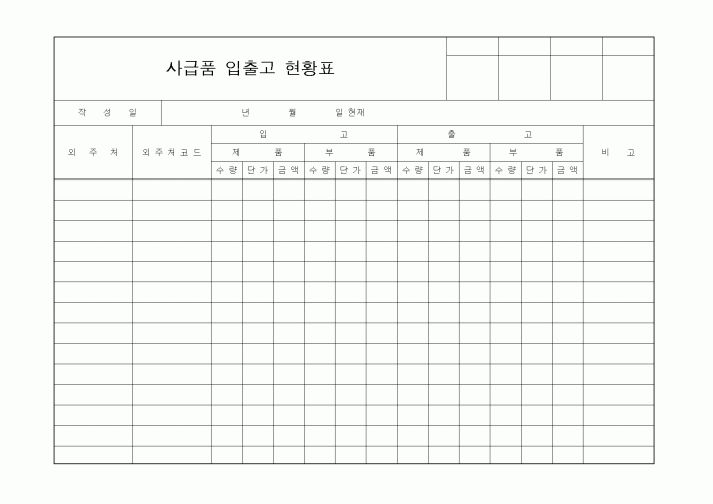 (구매/외주서식)사급품 입출고 현황표1