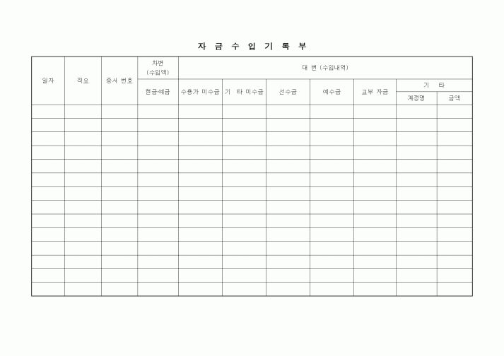 (세무/회계)자금 수입 기록부