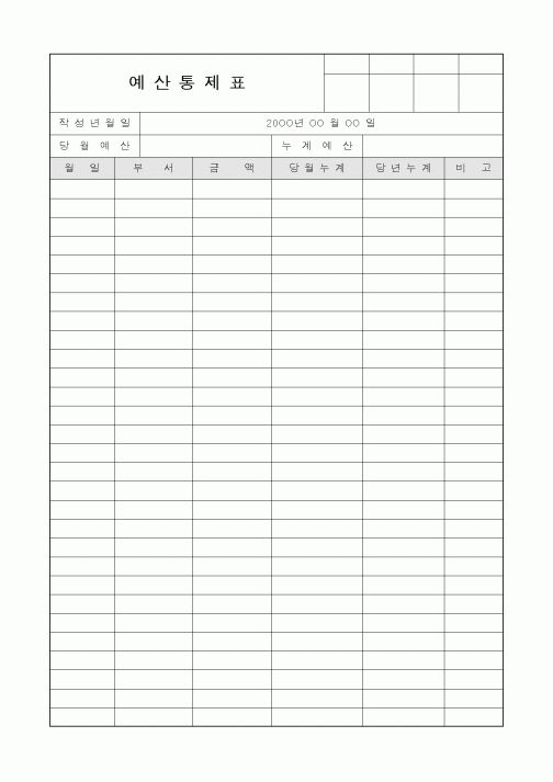 (세무/회계)예산통제표1