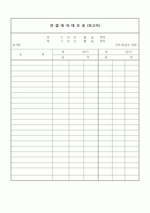 (세무/회계)연결대차대조표(보고식)1