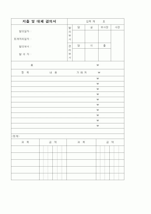 (세무/회계)지출 및 대체 결의서