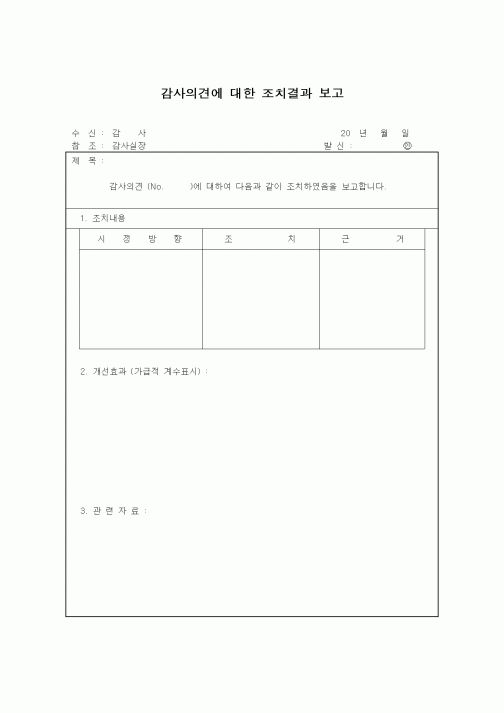 (경영)감사의견에 대한 조치결과 보고1