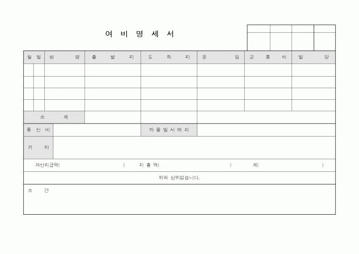 (기타)여비명세서