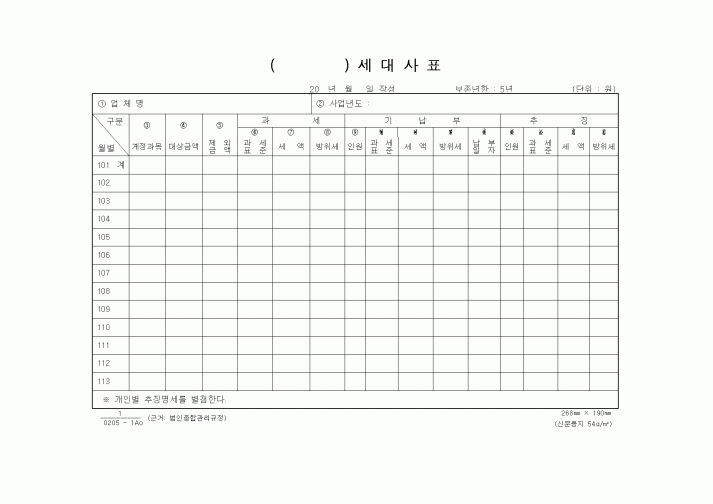 (세무/회계)()세대사표