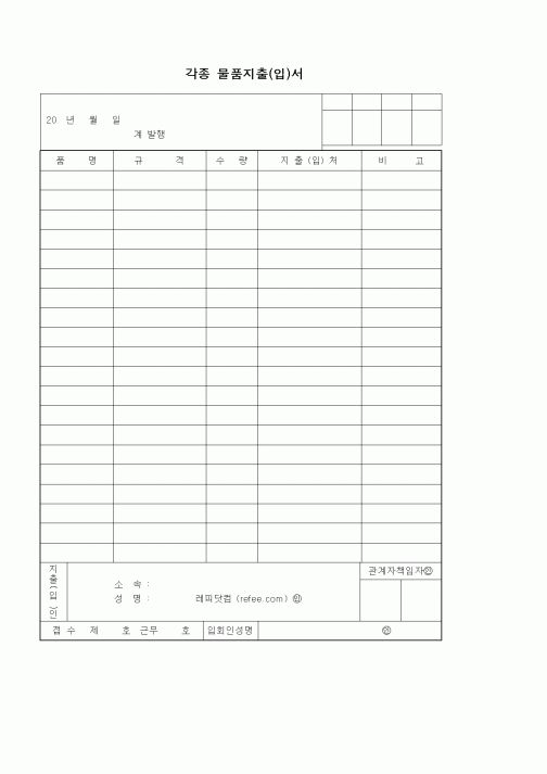 (제조/생산)각종물품지출(입)서