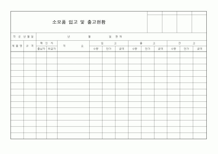 (제조/생산)소모품 입고 및 출고현황
