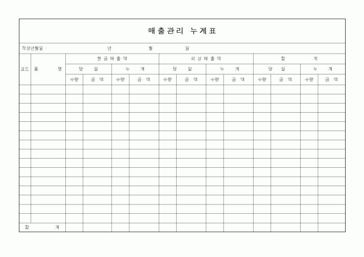 (판매/영업)매출관리 누계표