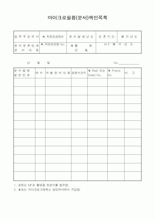 (총무)마이크로필름(문서)색인목록1