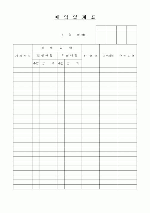 (판매/영업)매입일계표1