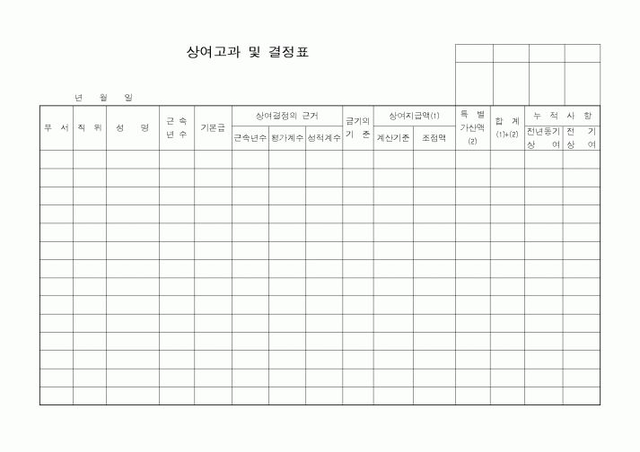 (총무)상여고과 및 결정표