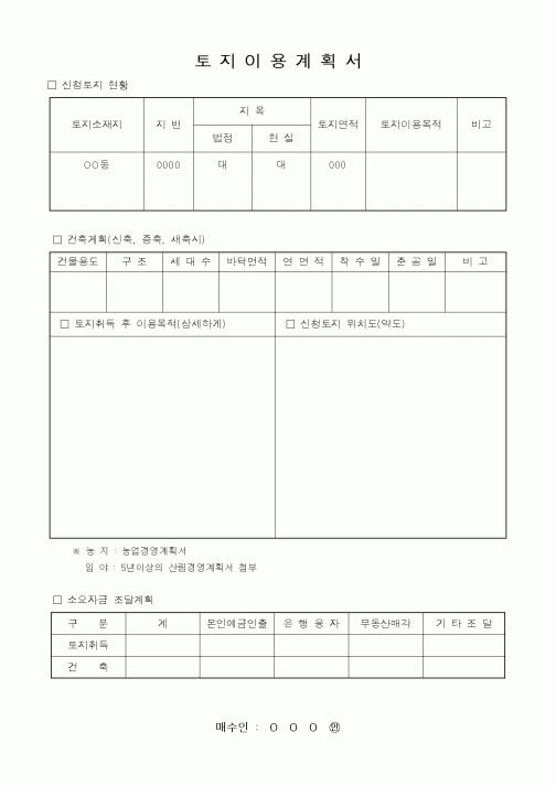 (기타행정서식)토지이용계획서
