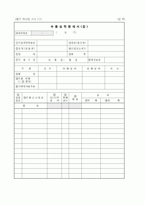(세무/회계)수출실적명세서(을)
