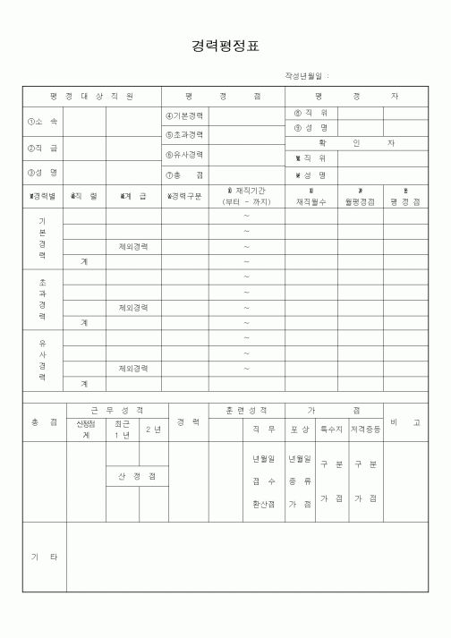 (총무)경력평정표 