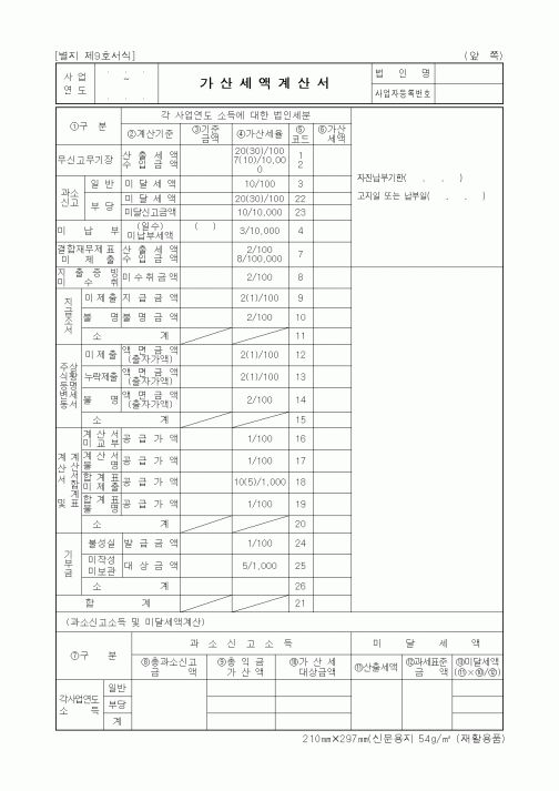 (세무/회계)가산세액계산서