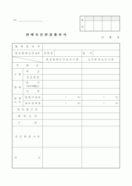 (판매/영업)판매조건변경품의서