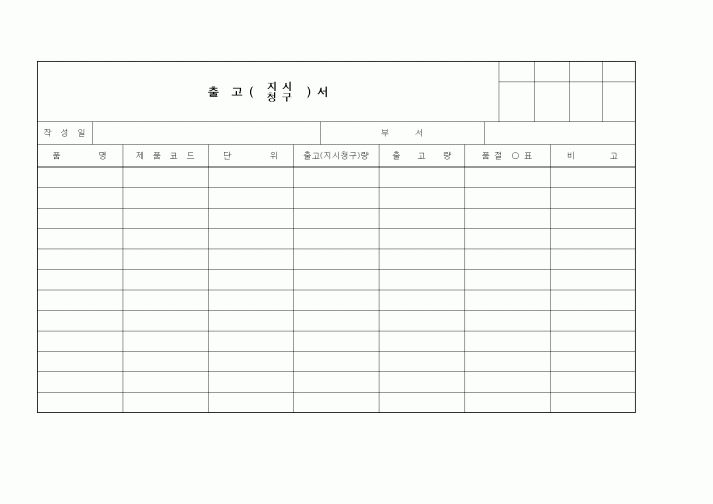 (제조/생산)출고(지시청구)서