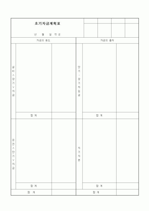 (세무/회계)초기자금계획표