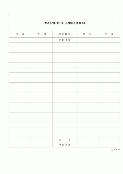 (세무/회계)합계잔액시산표(대차대조표항목)1