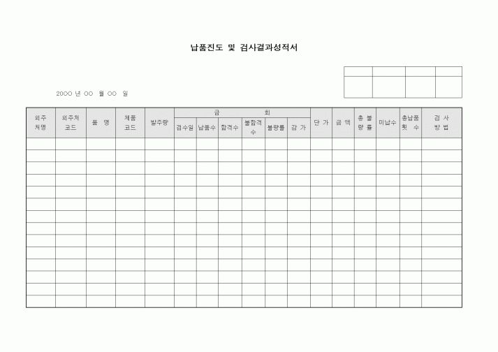 (구매/외주서식)납품진도 및 검사결과성적서3
