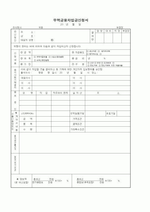 (무역/수출입)무역금융차입금신청서1