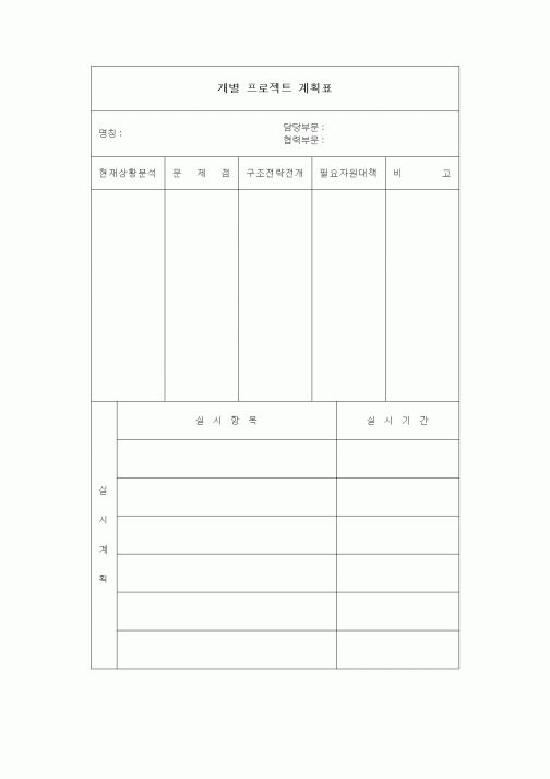 (경영)개별 프로젝트 계획표1