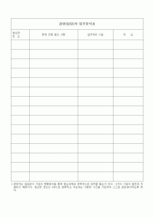 (경영)경영(담당)자 업무분석표1