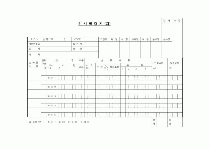 (인사/노무)인사발령지(갑)2